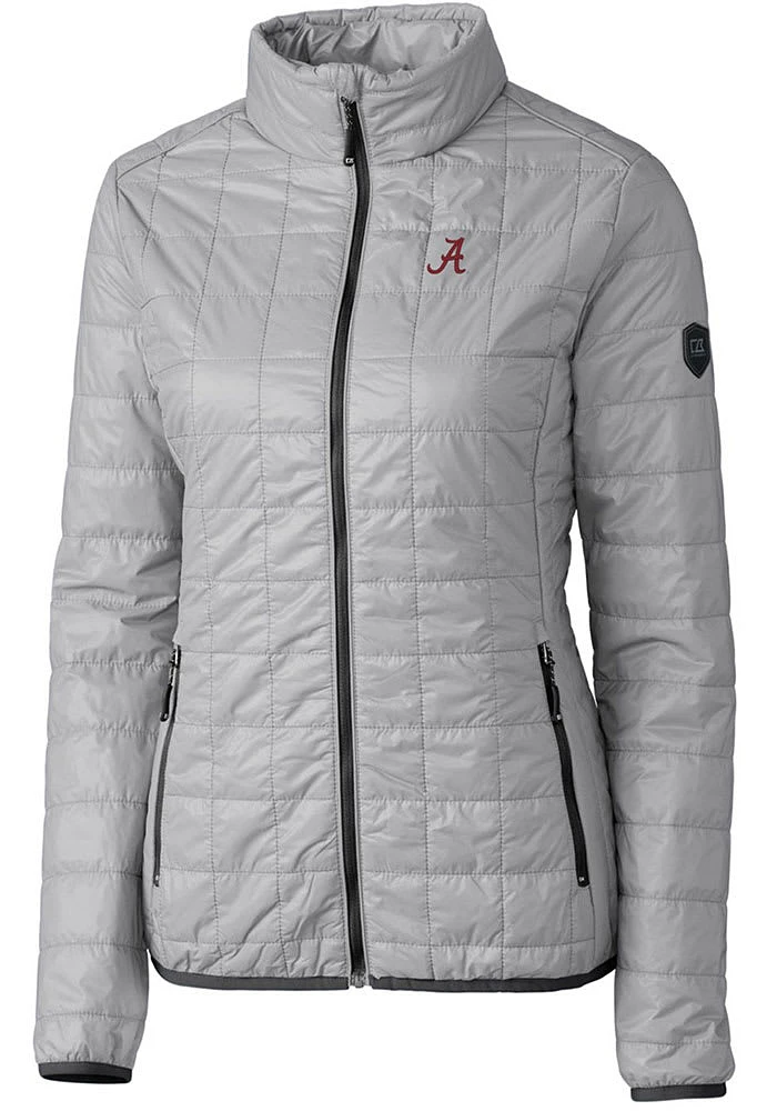 Cutter and Buck Alabama Crimson Tide Womens Grey Rainier PrimaLoft Puffer Filled Jacket