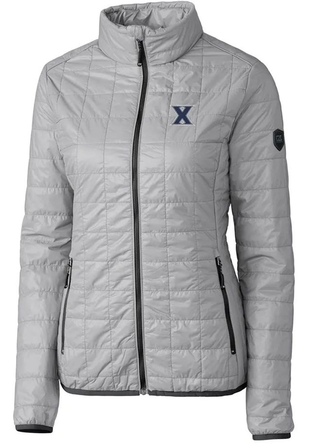 Cutter and Buck Xavier Musketeers Womens Grey Rainier PrimaLoft Puffer Filled Jacket