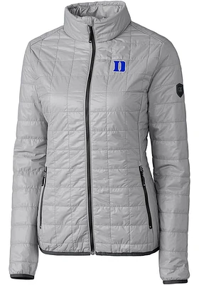 Cutter and Buck Duke Blue Devils Womens Grey Rainier PrimaLoft Puffer Filled Jacket