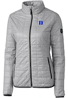 Cutter and Buck Duke Blue Devils Womens Grey Rainier PrimaLoft Puffer Filled Jacket