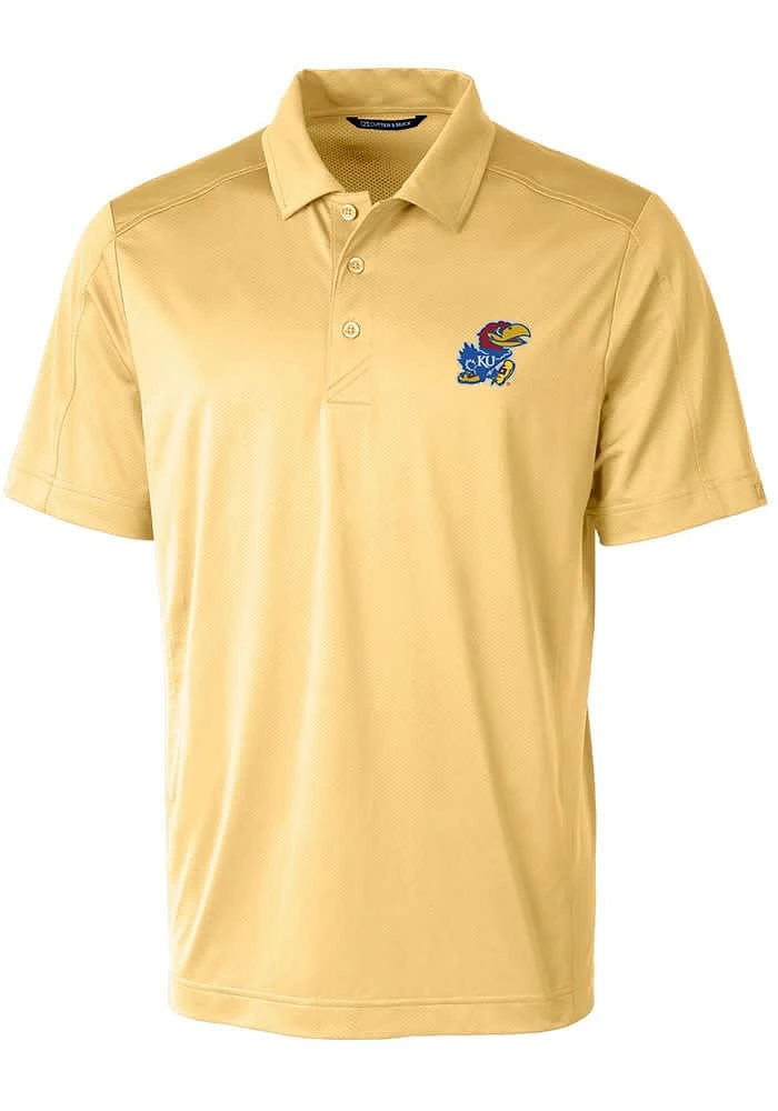 Cutter and Buck Kansas Jayhawks Mens Yellow Prospect Short Sleeve Polo