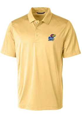 Cutter and Buck Kansas Jayhawks Mens Yellow Prospect Short Sleeve Polo