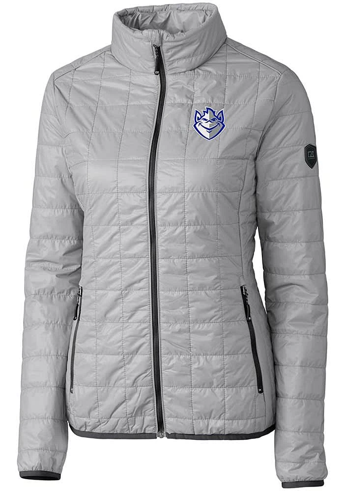 Cutter and Buck Saint Louis Billikens Womens Grey Rainier PrimaLoft Puffer Filled Jacket