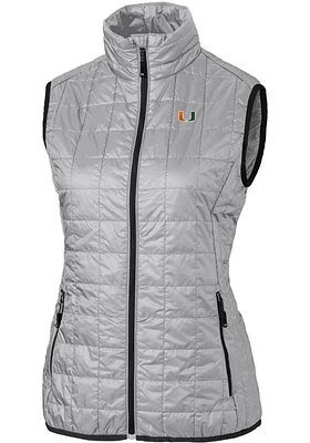 Cutter and Buck Miami Hurricanes Womens Rainier PrimaLoft Puffer Vest
