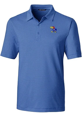 Cutter and Buck Kansas Jayhawks Mens Blue Forge Pencil Stripe Short Sleeve Polo