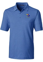 Cutter and Buck Kansas Jayhawks Mens Blue Forge Pencil Stripe Short Sleeve Polo