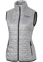 Cutter and Buck Pennsylvania Quakers Womens Grey Rainier PrimaLoft Puffer Vest