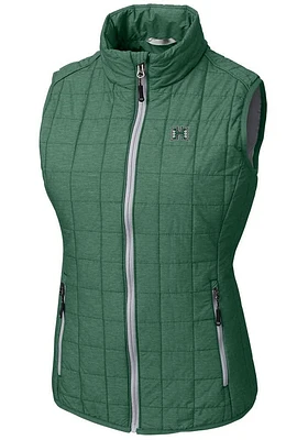 Cutter and Buck Hawaii Warriors Womens Green Rainier PrimaLoft Puffer Vest