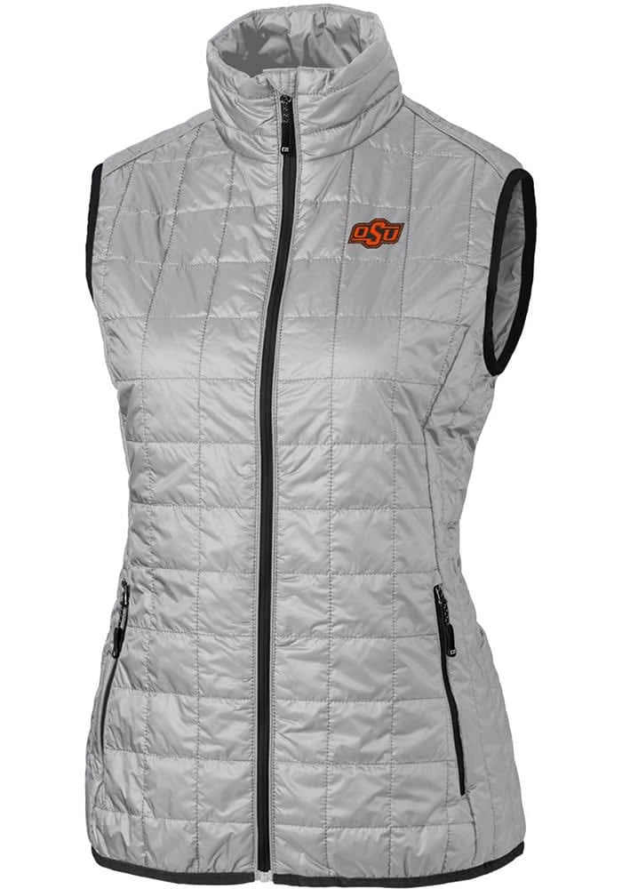 Cutter and Buck Oklahoma State Cowboys Womens Grey Rainier PrimaLoft Puffer Vest