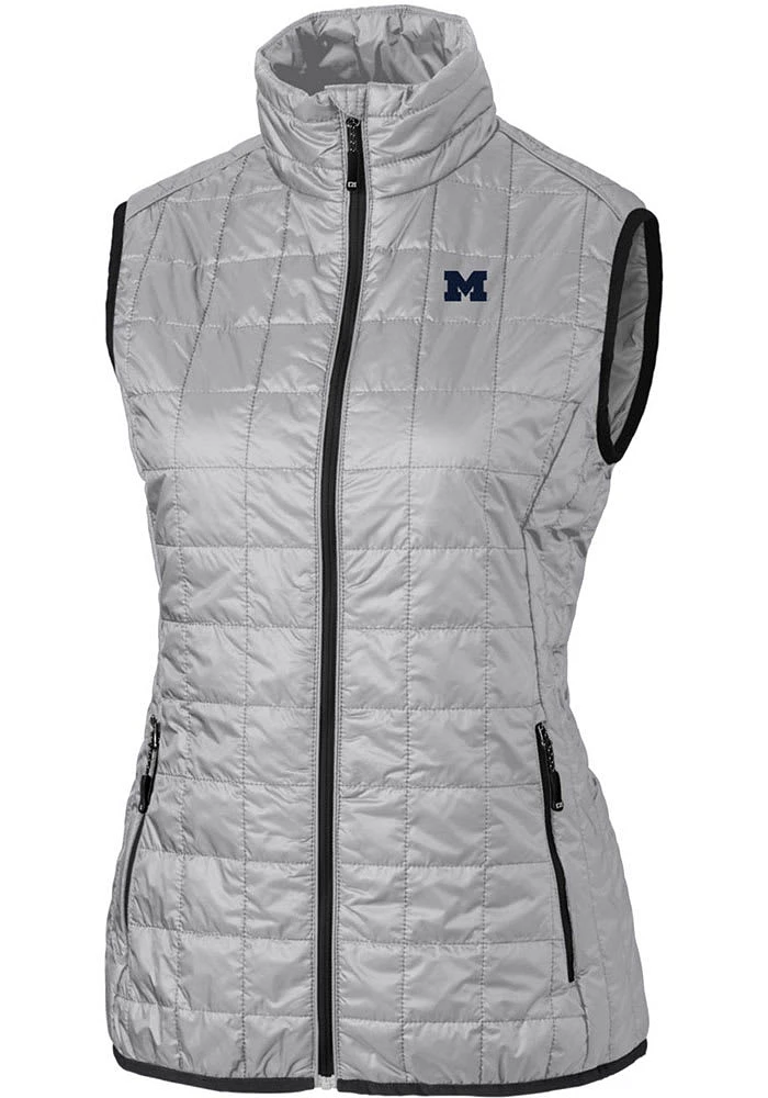 Cutter and Buck Michigan Wolverines Womens Grey Rainier PrimaLoft Puffer Vest
