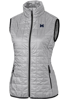 Cutter and Buck Michigan Wolverines Womens Grey Rainier PrimaLoft Puffer Vest