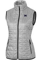 Cutter and Buck Michigan Wolverines Womens Grey Rainier PrimaLoft Puffer Vest