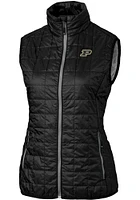 Womens Purdue Boilermakers Black Cutter and Buck Rainier PrimaLoft Puffer Vest