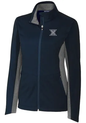 Cutter and Buck Xavier Musketeers Womens Navy Blue Navigate Softshell Light Weight Jacket