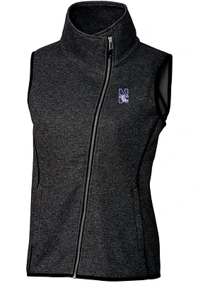 Womens Northwestern Wildcats Charcoal Cutter and Buck Mainsail Vest