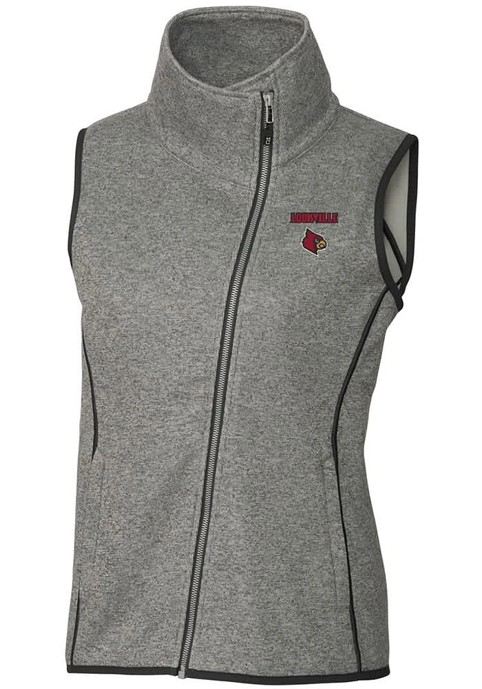 Cutter and Buck Louisville Cardinals Womens Grey Mainsail Vest