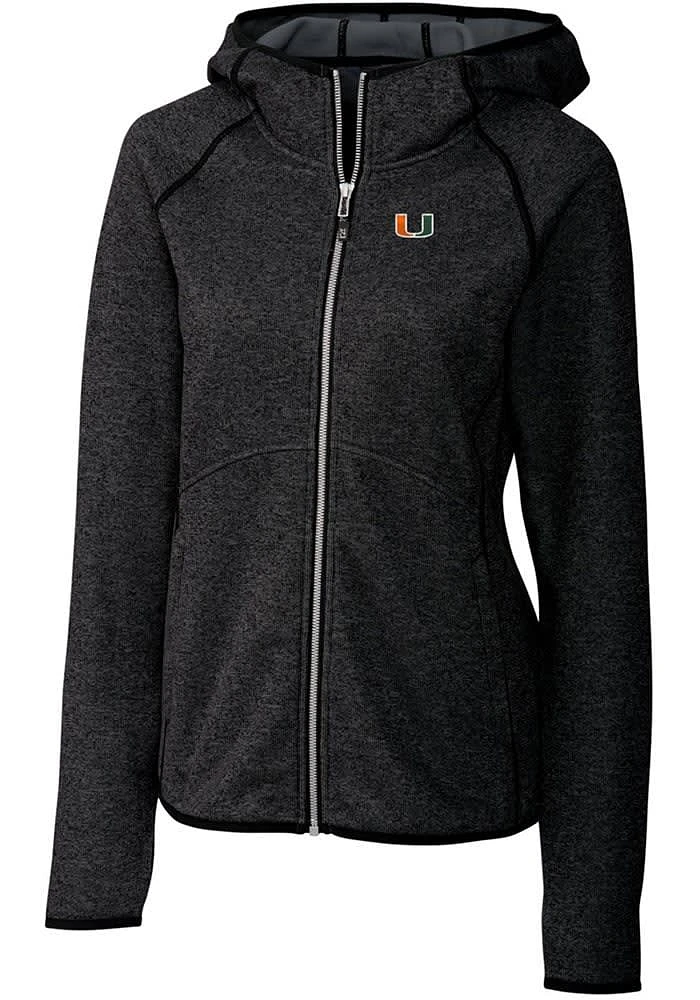 Cutter and Buck Miami Hurricanes Womens Charcoal Mainsail Medium Weight Jacket