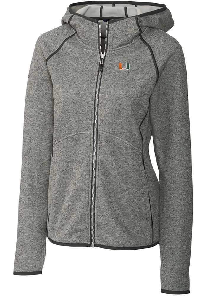 Cutter and Buck Miami Hurricanes Womens Grey Mainsail Medium Weight Jacket