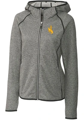 Cutter and Buck Wyoming Cowboys Womens Grey Mainsail Medium Weight Jacket