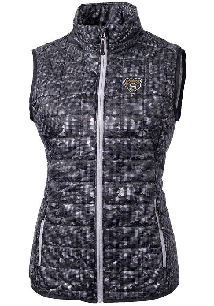Cutter and Buck Oakland University Golden Grizzlies Womens Black Rainier PrimaLoft Printed Puffe..