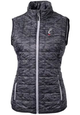 Cutter and Buck Cincinnati Bearcats Womens Black Rainier PrimaLoft Printed Puffer Vest