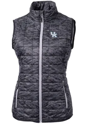 Cutter and Buck Kentucky Wildcats Womens Black Rainier PrimaLoft Printed Puffer Vest