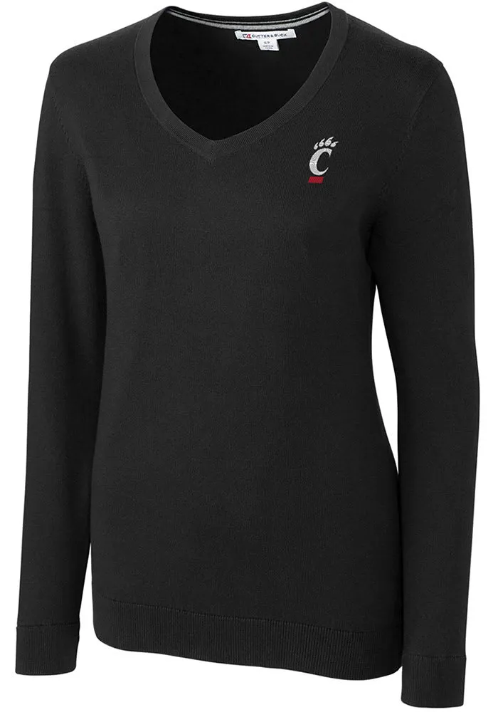 Cutter and Buck Cincinnati Bearcats Womens Black Lakemont Long Sleeve Sweater