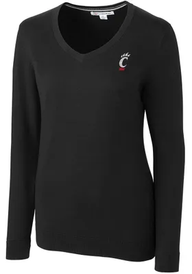 Cutter and Buck Cincinnati Bearcats Womens Black Lakemont Long Sleeve Sweater