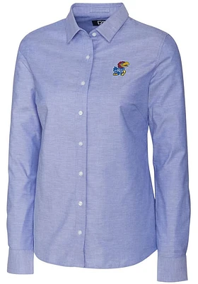Cutter and Buck Kansas Jayhawks Womens Stretch Oxford Long Sleeve Dress Shirt