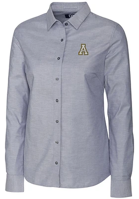 Cutter and Buck Appalachian State Mountaineers Womens Stretch Oxford Long Sleeve Charcoal Dress ..