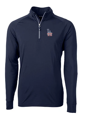 Cutter and Buck Los Angeles Dodgers Mens Navy Blue Adapt Eco Big Tall Qtr Zip