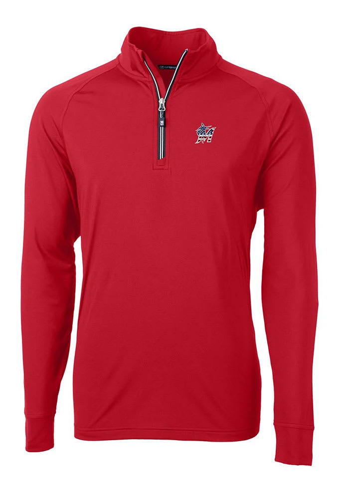 Cutter and Buck Miami Marlins Mens Red Adapt Eco Big Tall Qtr Zip