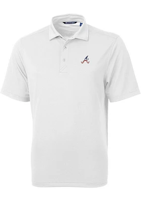 Cutter and Buck Atlanta Braves White Stars Stripes Virtue Eco Pique Big Tall Polo