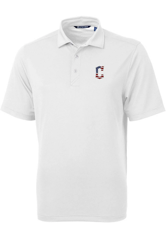 Cutter and Buck Cleveland Guardians White Stars Stripes Virtue Eco Pique Big Tall Polo