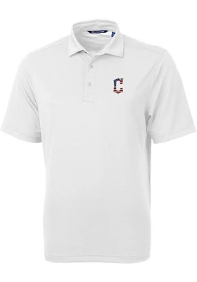 Cutter and Buck Cleveland Guardians White Stars Stripes Virtue Eco Pique Big Tall Polo