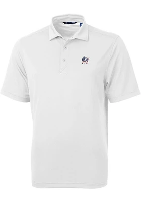 Cutter and Buck Miami Marlins White Stars Stripes Virtue Eco Pique Big Tall Polo