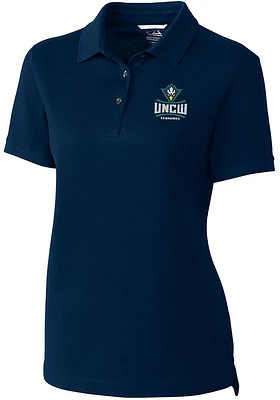 Cutter and Buck UNCW Seahawks Womens Navy Blue Advantage Pique Short Sleeve Polo Shirt