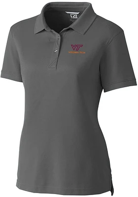 Cutter and Buck Virginia Tech Hokies Womens Advantage Pique Short Sleeve Polo Shirt