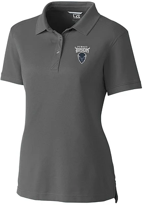 Cutter and Buck Howard Bison Womens Grey Advantage Pique Short Sleeve Polo Shirt