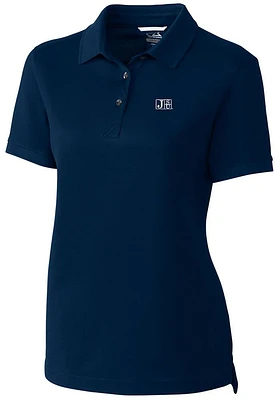 Cutter and Buck Jackson State Tigers Womens Navy Blue Advantage Pique Short Sleeve Polo Shirt