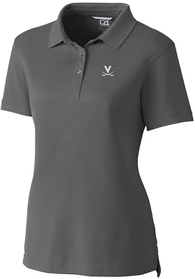 Cutter and Buck Virginia Cavaliers Womens Grey Advantage Pique Short Sleeve Polo Shirt