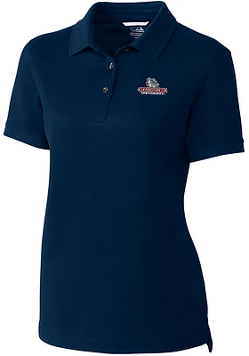Cutter and Buck Gonzaga Bulldogs Womens Navy Blue Advantage Pique Short Sleeve Polo Shirt