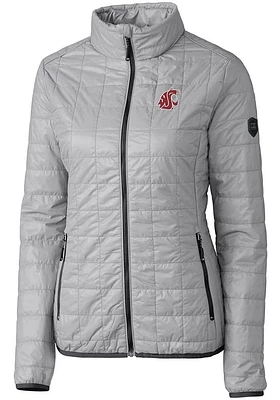 Cutter and Buck Washington State Cougars Womens Grey Rainier PrimaLoft Puffer Filled Jacket