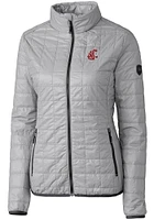 Cutter and Buck Washington State Cougars Womens Grey Rainier PrimaLoft Puffer Filled Jacket