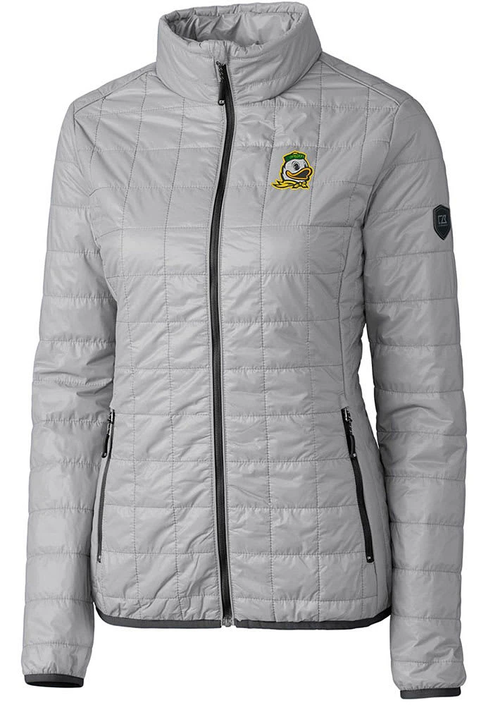 Cutter and Buck Oregon Ducks Womens Grey Rainier PrimaLoft Puffer Filled Jacket