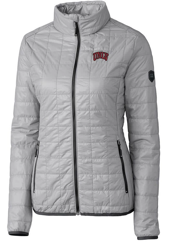 Cutter and Buck UNLV Runnin Rebels Womens Grey Rainier PrimaLoft Puffer Filled Jacket