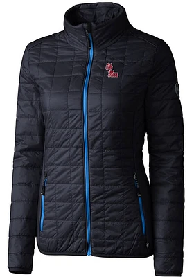 Cutter and Buck Ole Miss Rebels Womens Navy Blue Rainier PrimaLoft Puffer Filled Jacket