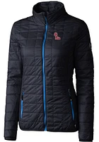 Cutter and Buck Ole Miss Rebels Womens Navy Blue Rainier PrimaLoft Puffer Filled Jacket