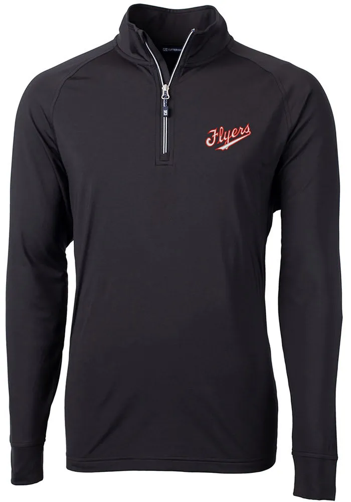 Cutter and Buck Dayton Flyers Mens Black Adapt Stretch Long Sleeve Qtr Zip Pullover