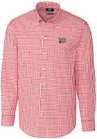 Cutter and Buck Oklahoma Sooners Mens Crimson Easy Care Gingham Long Sleeve Dress Shirt